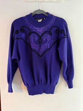 Vintage Purple Embroidered Women’s Sweater